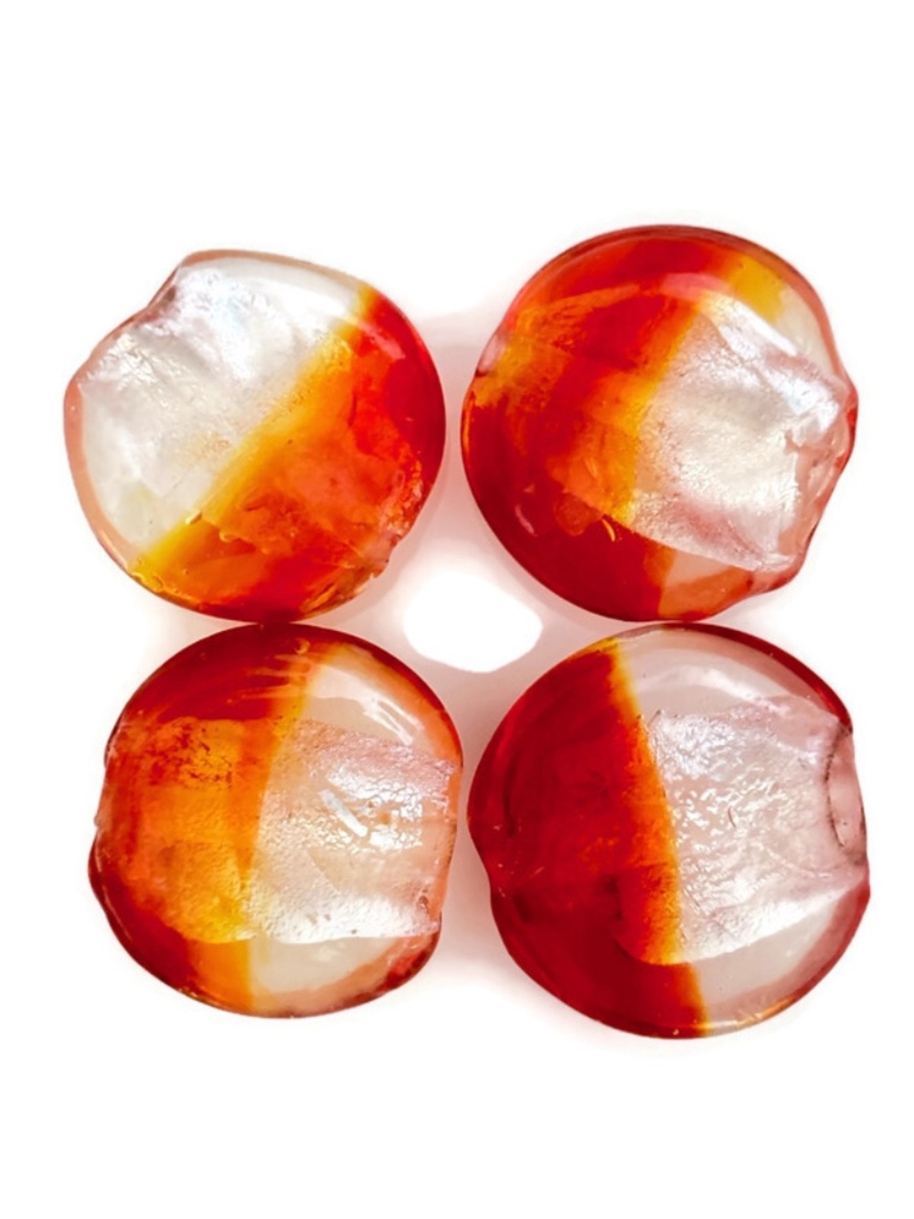 As Low As $2 Light Siam Red Silver Lined Handmade Lampwork Lentil Beads (4)